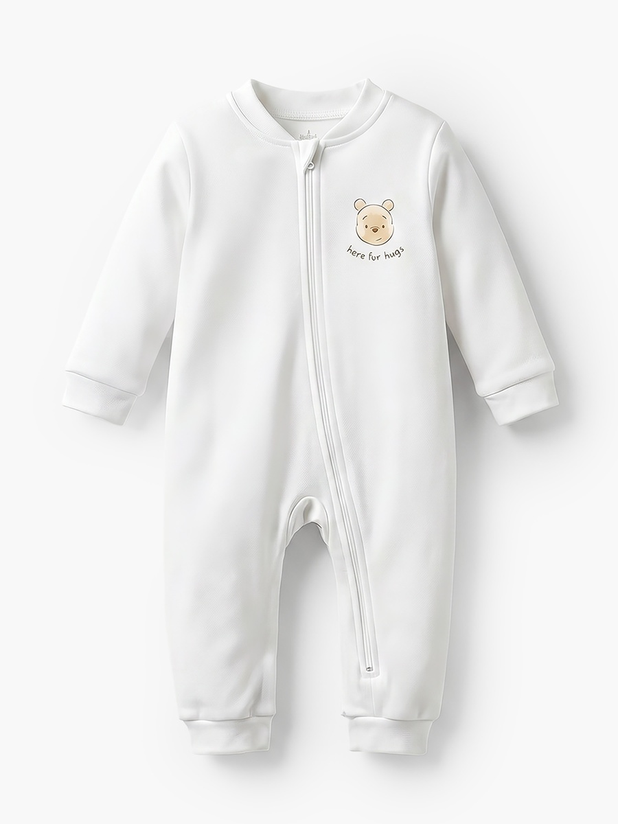 Pack of 3 Cotton Mandarin Collar Long Sleeves Sleepsuit with Winnie the Pooh Print