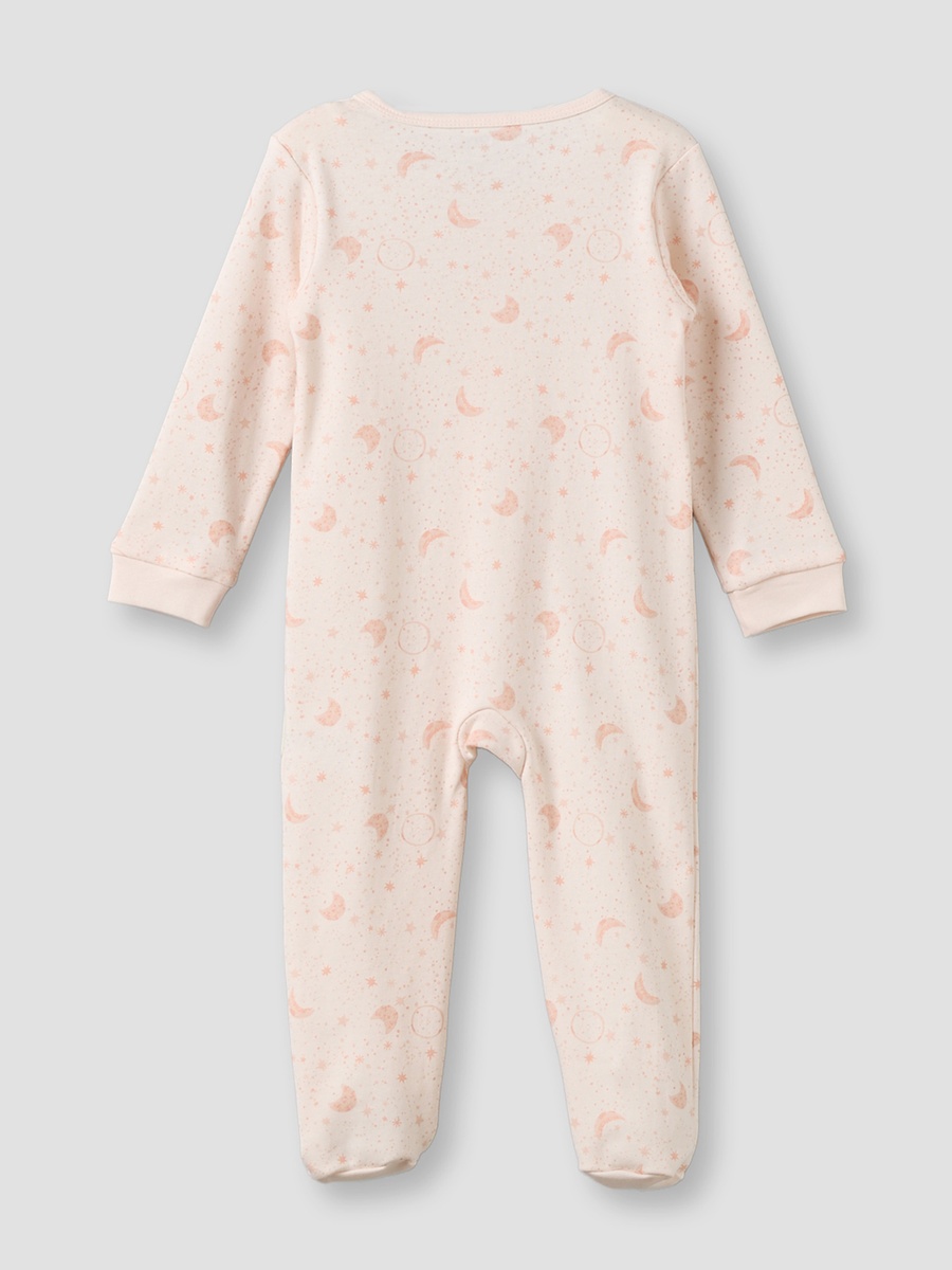 Cotton Round Neck Long Sleeves Sleepsuit with Zip Closure