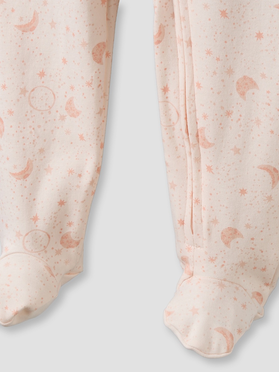 Cotton Round Neck Long Sleeves Sleepsuit with Zip Closure
