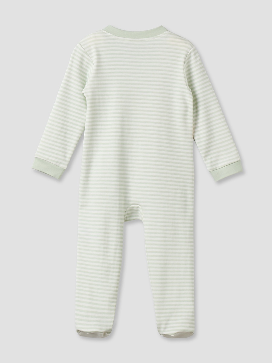 Cotton Mandarin Collar Long Sleeves Sleepsuit with Zip Closure