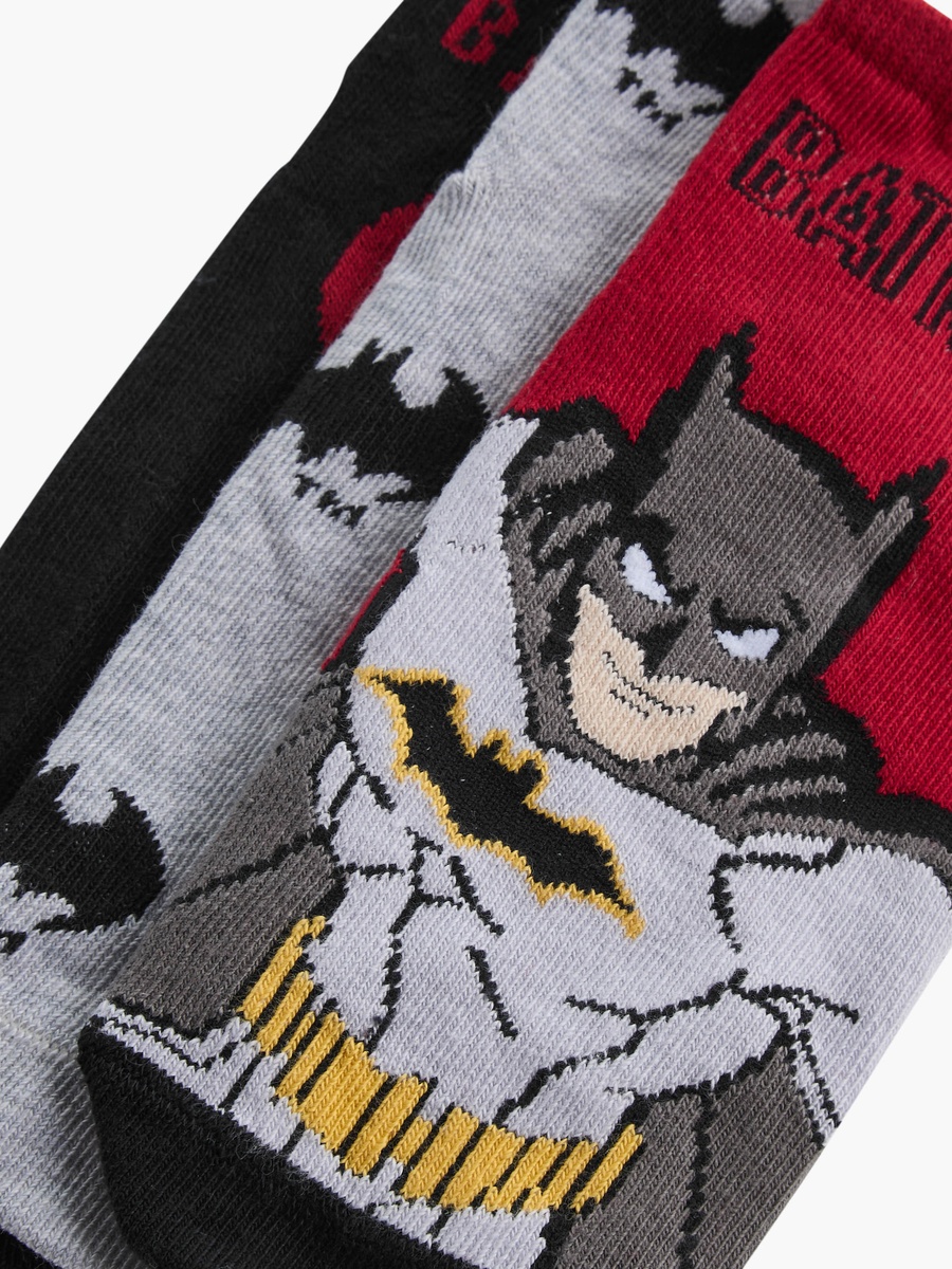 Pack of 3 Boys Ankle Length Socks with Batman Print