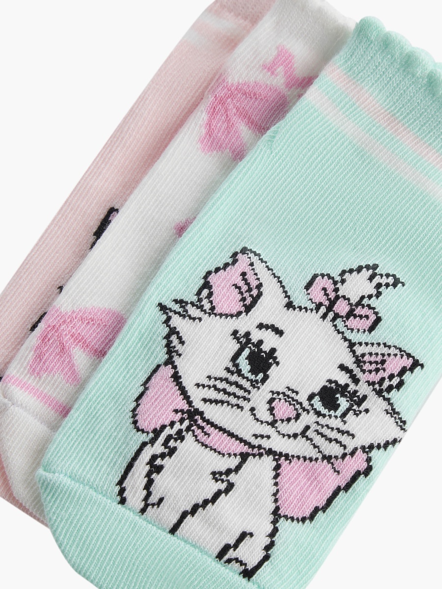 Pack of 3 Girls Ankle Length Socks with Marie Print