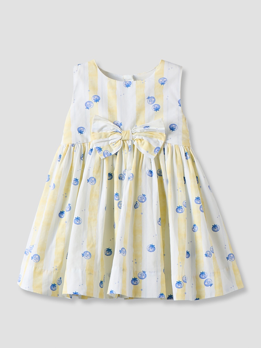 Round Neck Sleeveless Knee Length Dress with Bow Accent