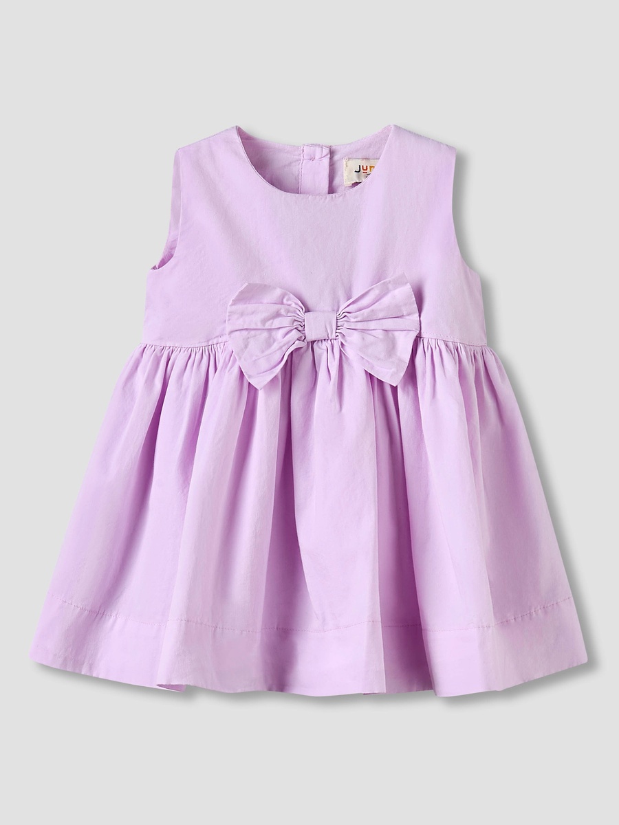 Round Neck Sleeveless Knee-Length Dress with Bow Accent
