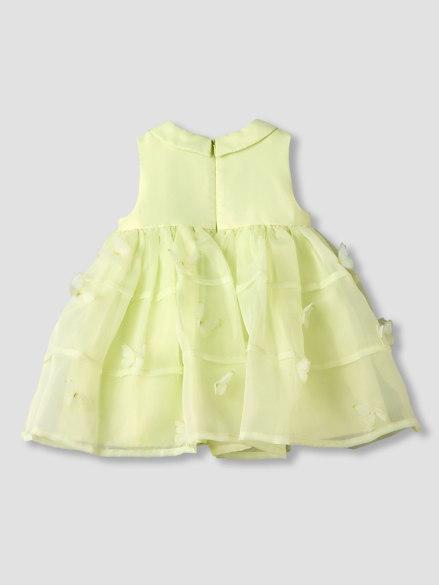 Round Neck Sleeveless A-Line Dress with Butterfly Applique Detail