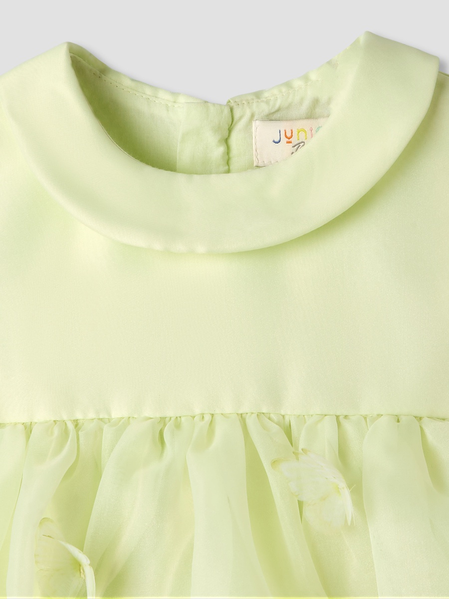 Round Neck Sleeveless A-Line Dress with Butterfly Applique Detail