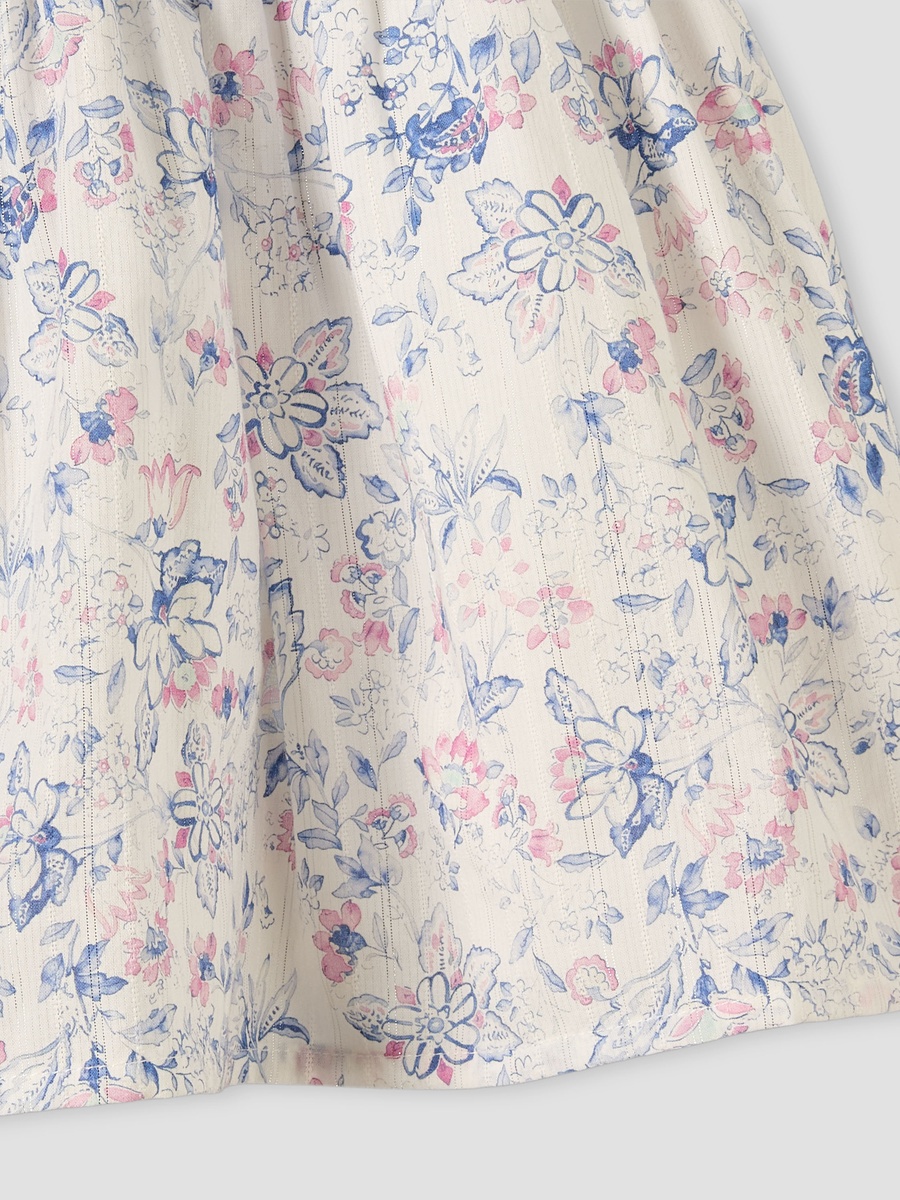 Round Neck Short Sleeves Knee-Length Dress with Floral Print