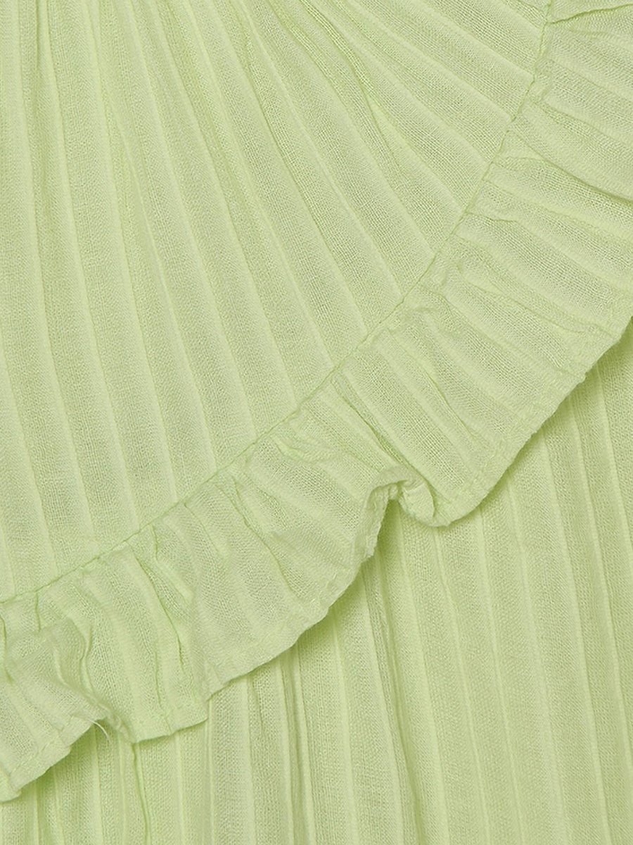 Round Neck Short Sleeves Knee Length Dress with Ruffles
