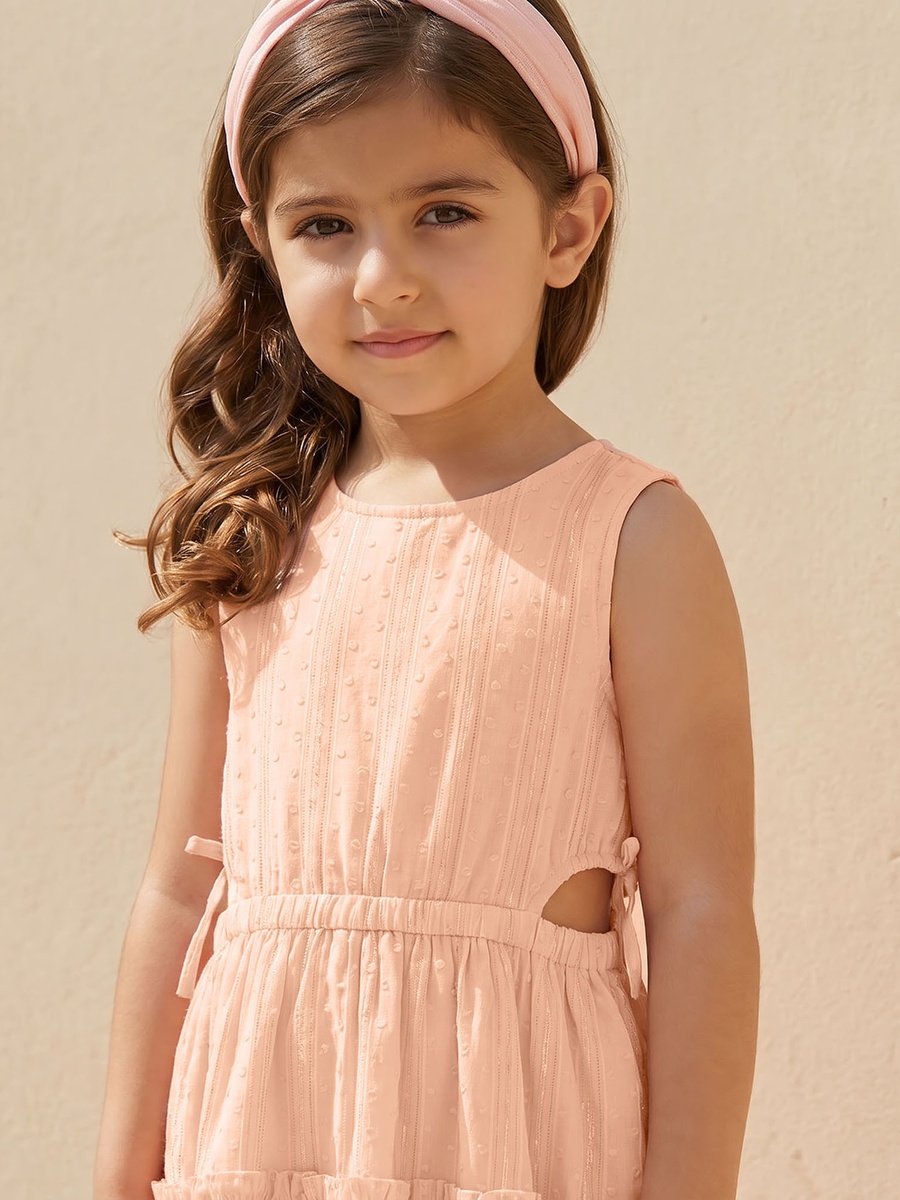 Round Neck Sleeveless Knee Length Dress with Cut Out Detail