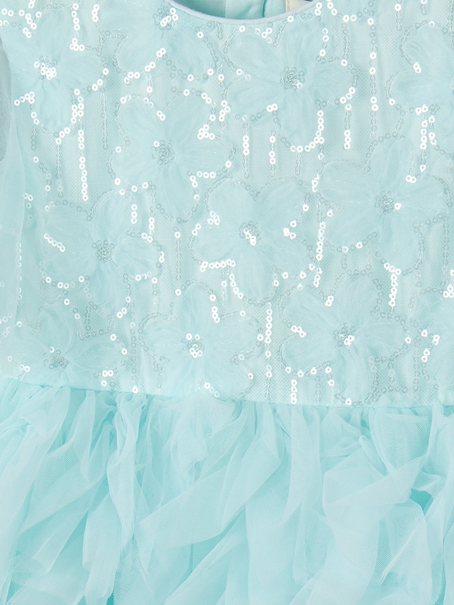 Round Neck Short Sleeves Knee Length Prom Dress with Ruffles and Sequins