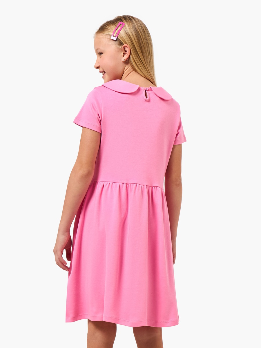 Peter Pan Collar Short Sleeves Knee Length A-Line Dress with Print