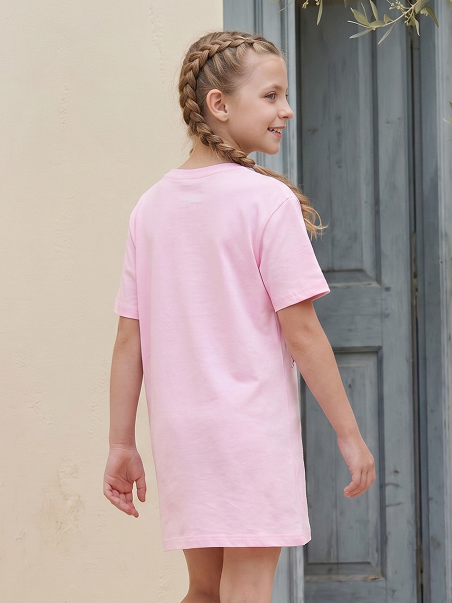 Crew Neck Short Sleeves Knee Length Dress with Hello Kitty and Friends Print