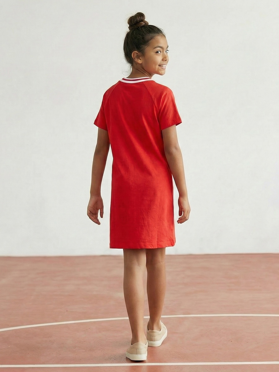  V Neck Short Sleeve Dress with Kansas City Chiefs Print