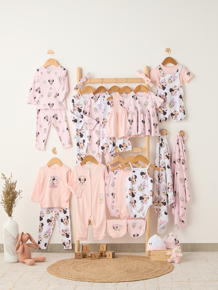 Pack of 2 Round Neck Knee Length A-Line Dress with Minnie Mouse Print
