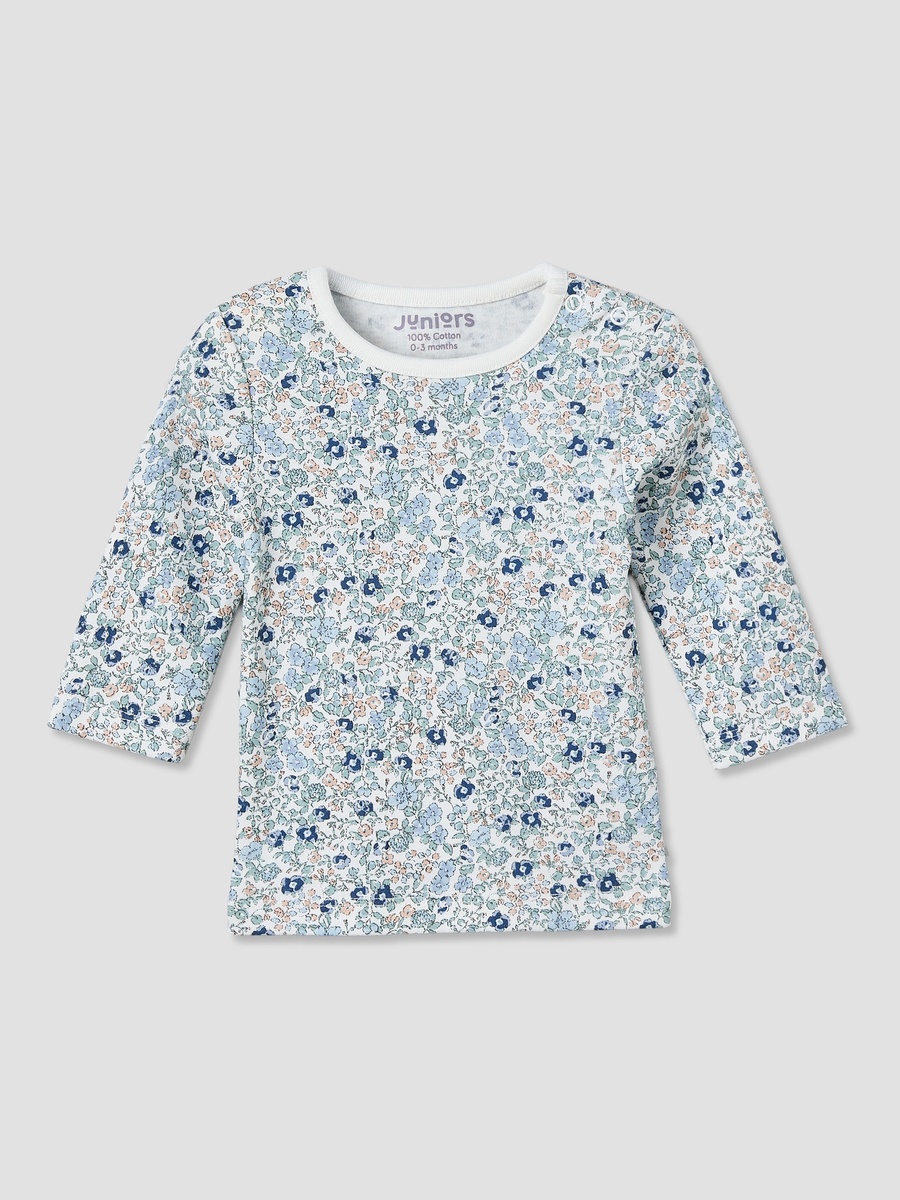 Set of 2 Cotton Round Neck Long Sleeves Pyjama Set with Floral Print