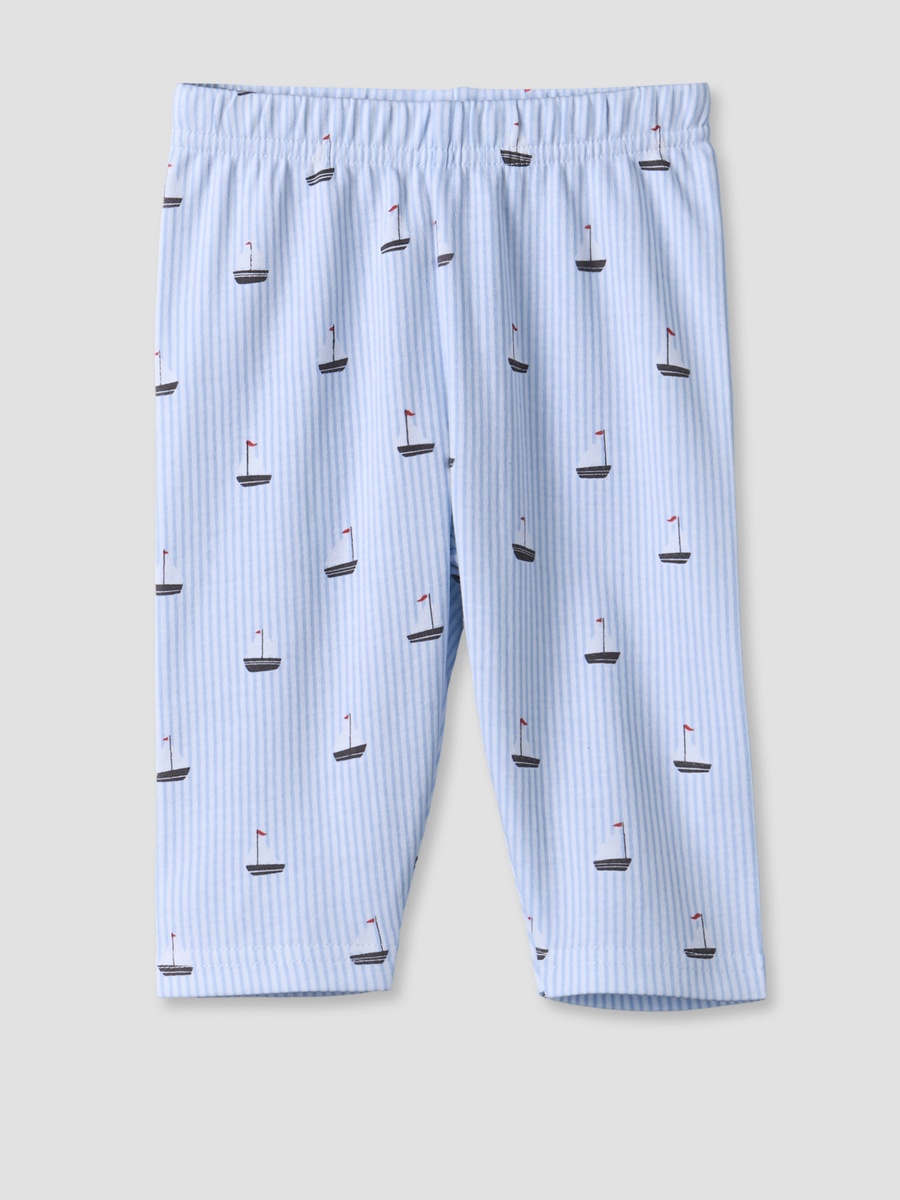 Cotton Collared Long Sleeves Pyjama Set with Nautical Print