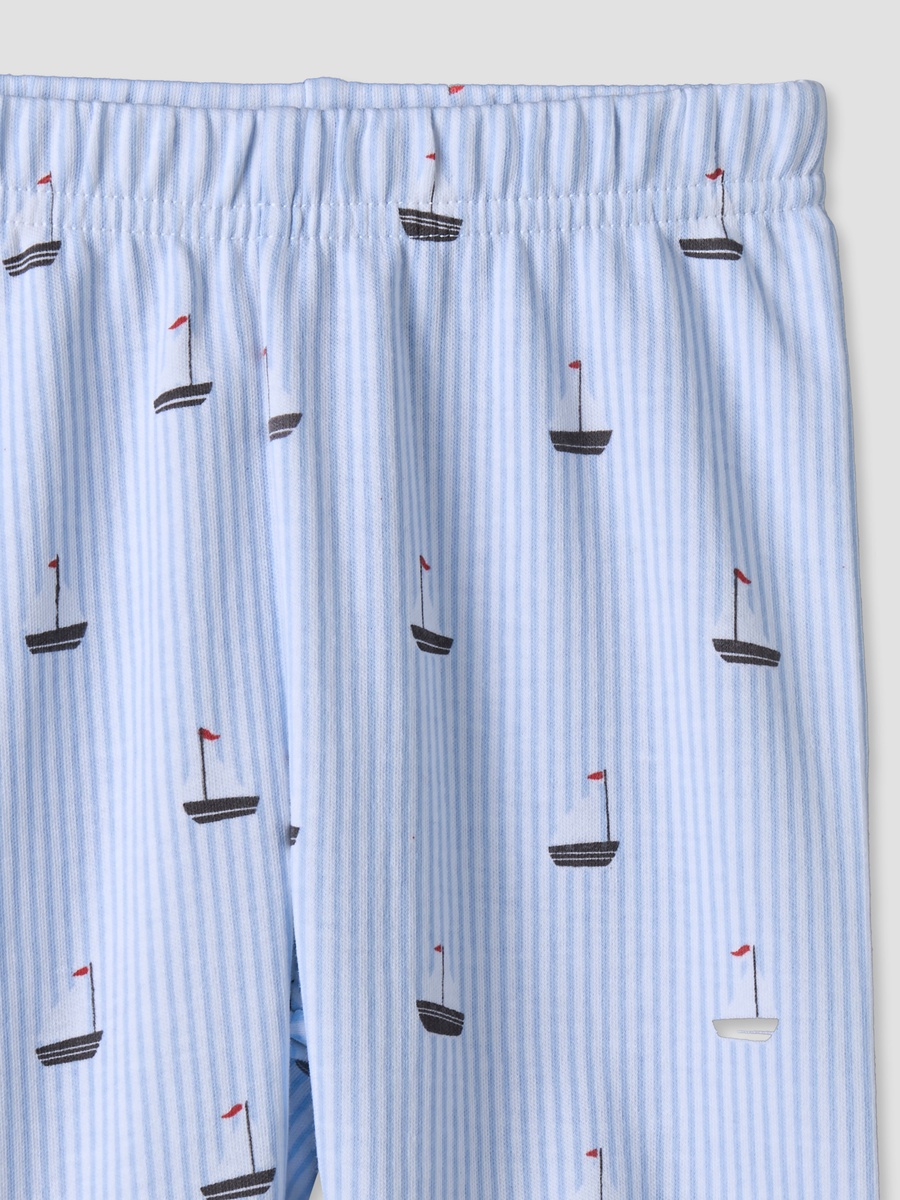 Cotton Collared Long Sleeves Pyjama Set with Nautical Print