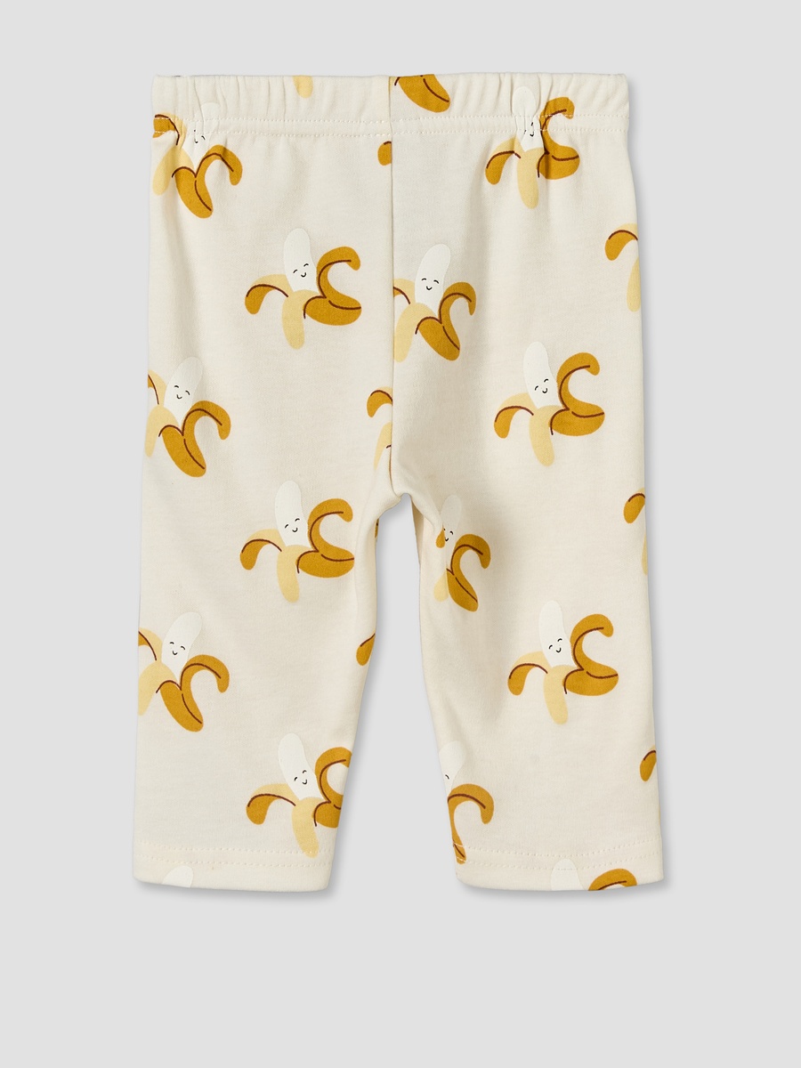 Cotton Round Neck Long Sleeves Pyjama Set with Banana Print