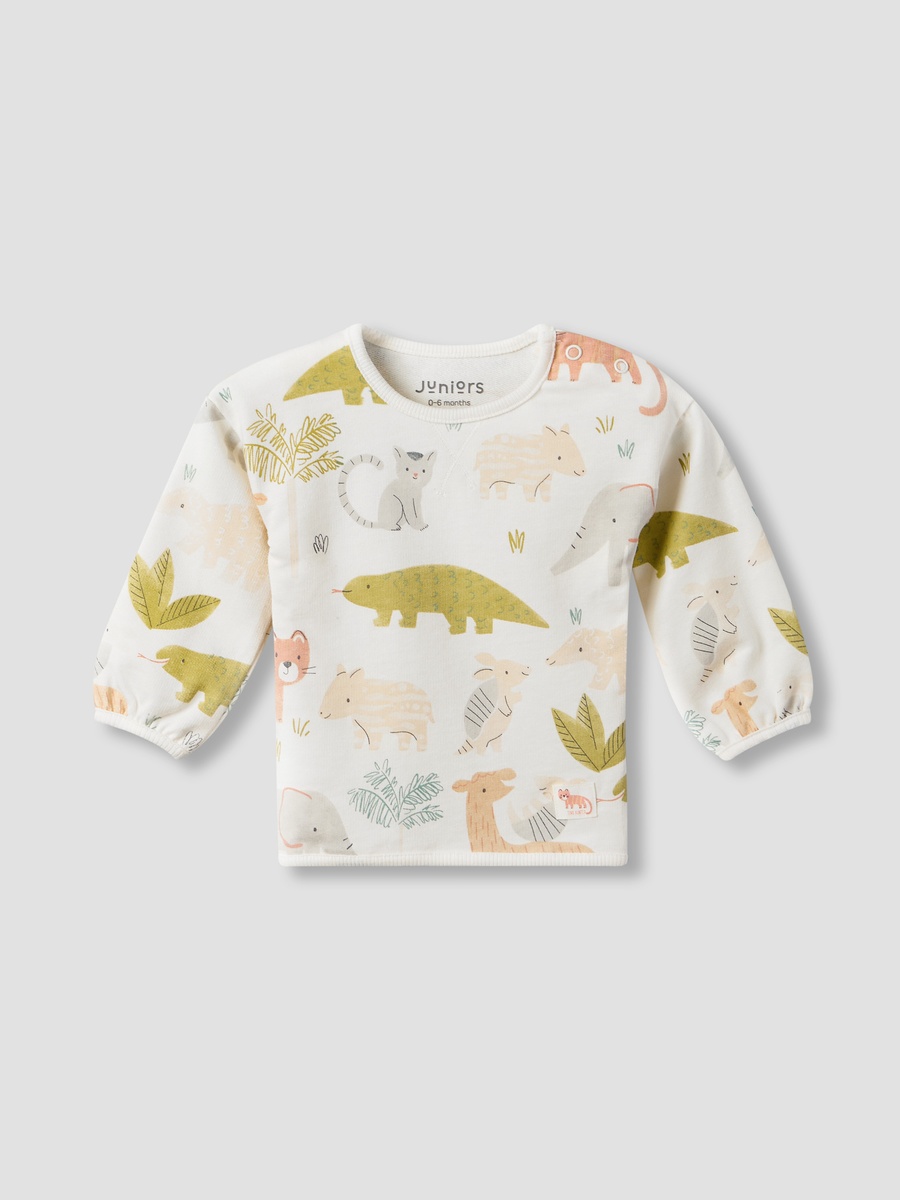 Cotton Crew Neck Long Sleeves Pyjama Set with Safari Print