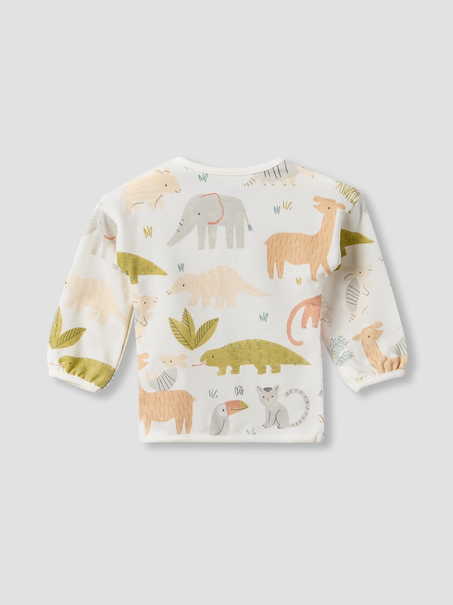 Cotton Crew Neck Long Sleeves Pyjama Set with Safari Print