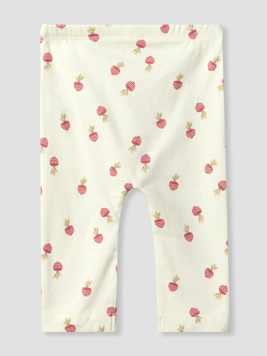 Cotton Crew Neck Long Sleeves Pyjama Set with Turnip Print