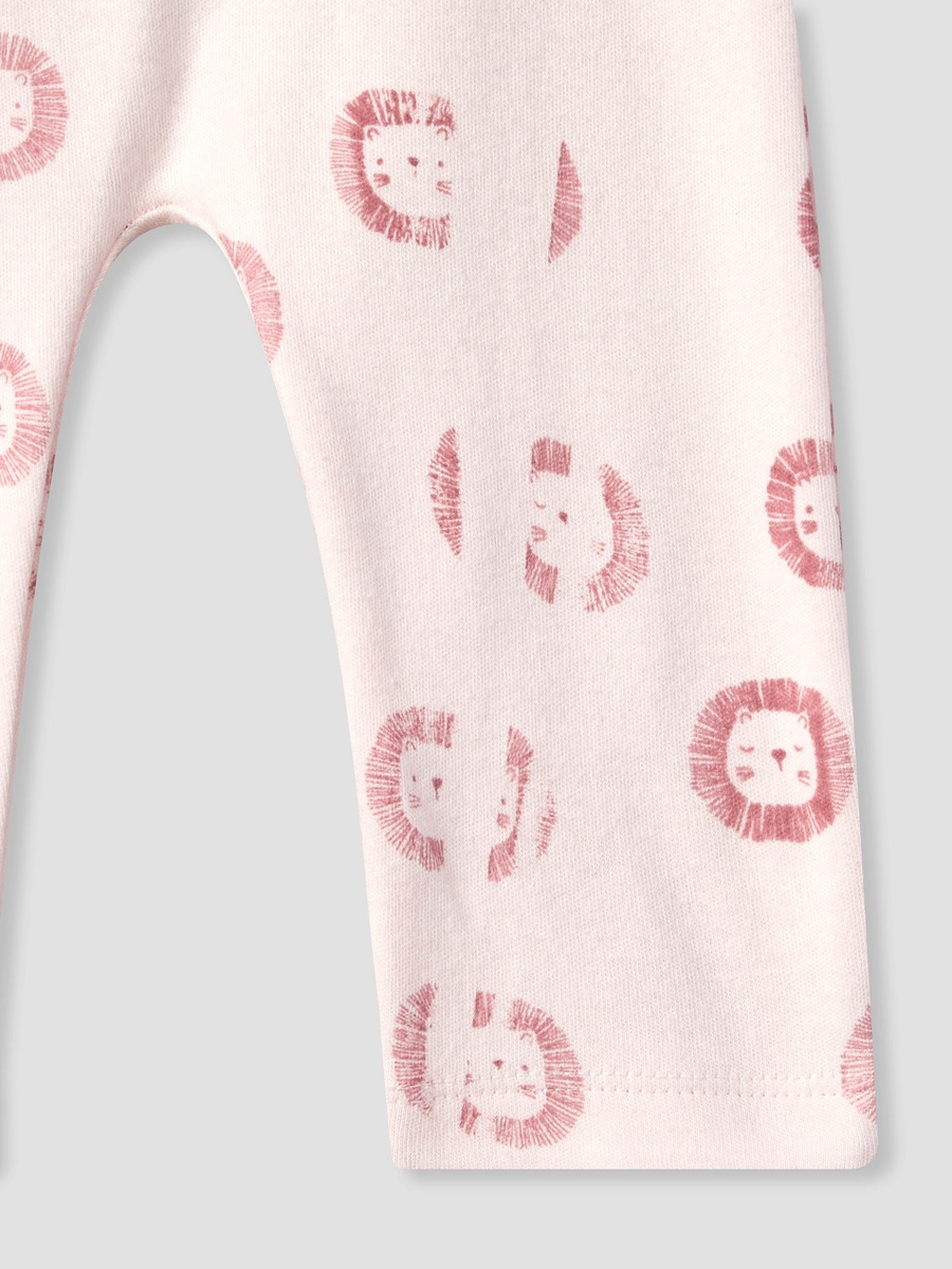 Cotton Crew Neck Long Sleeves Pyjama Set with Lion Print