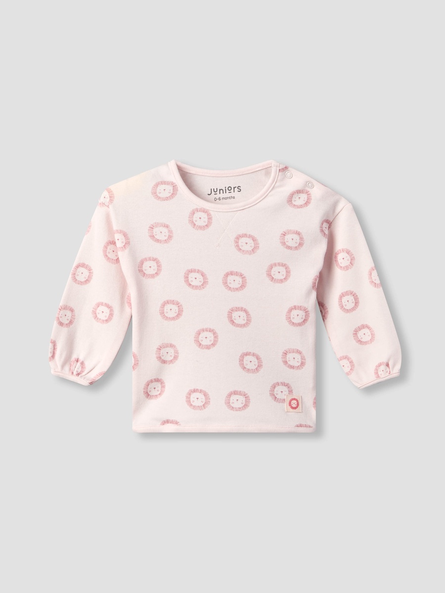 Cotton Crew Neck Long Sleeves Pyjama Set with Lion Print