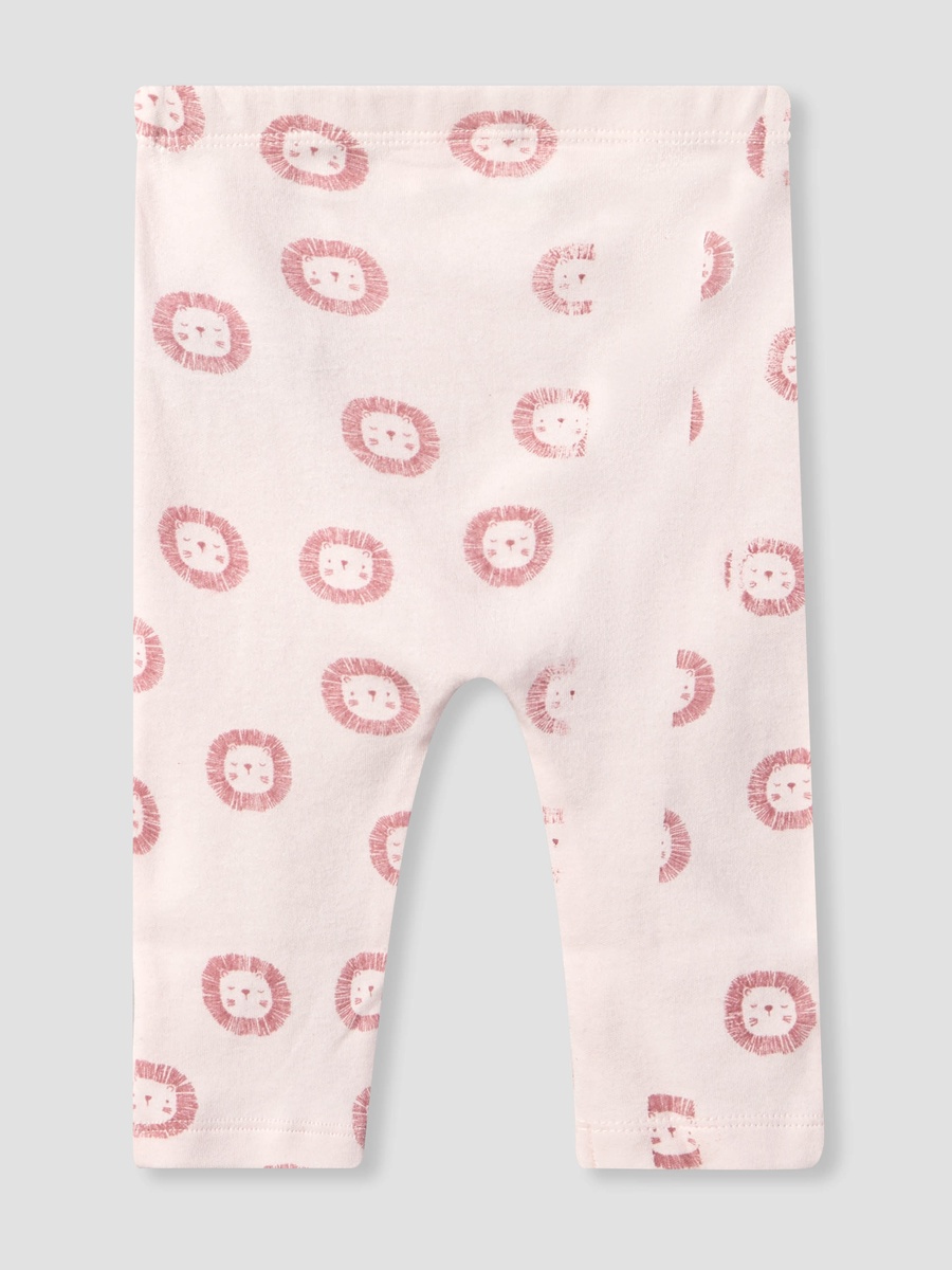 Cotton Crew Neck Long Sleeves Pyjama Set with Lion Print