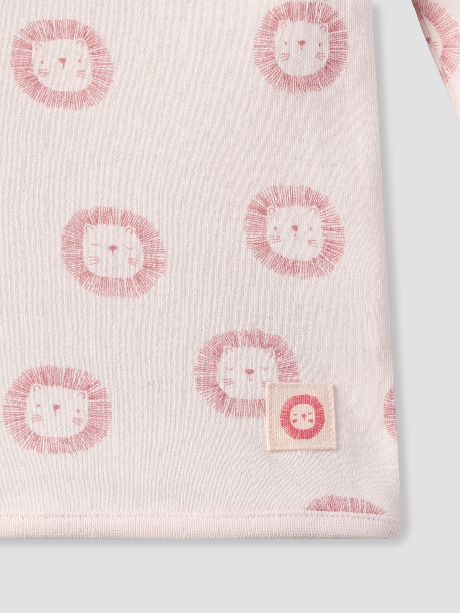 Cotton Crew Neck Long Sleeves Pyjama Set with Lion Print