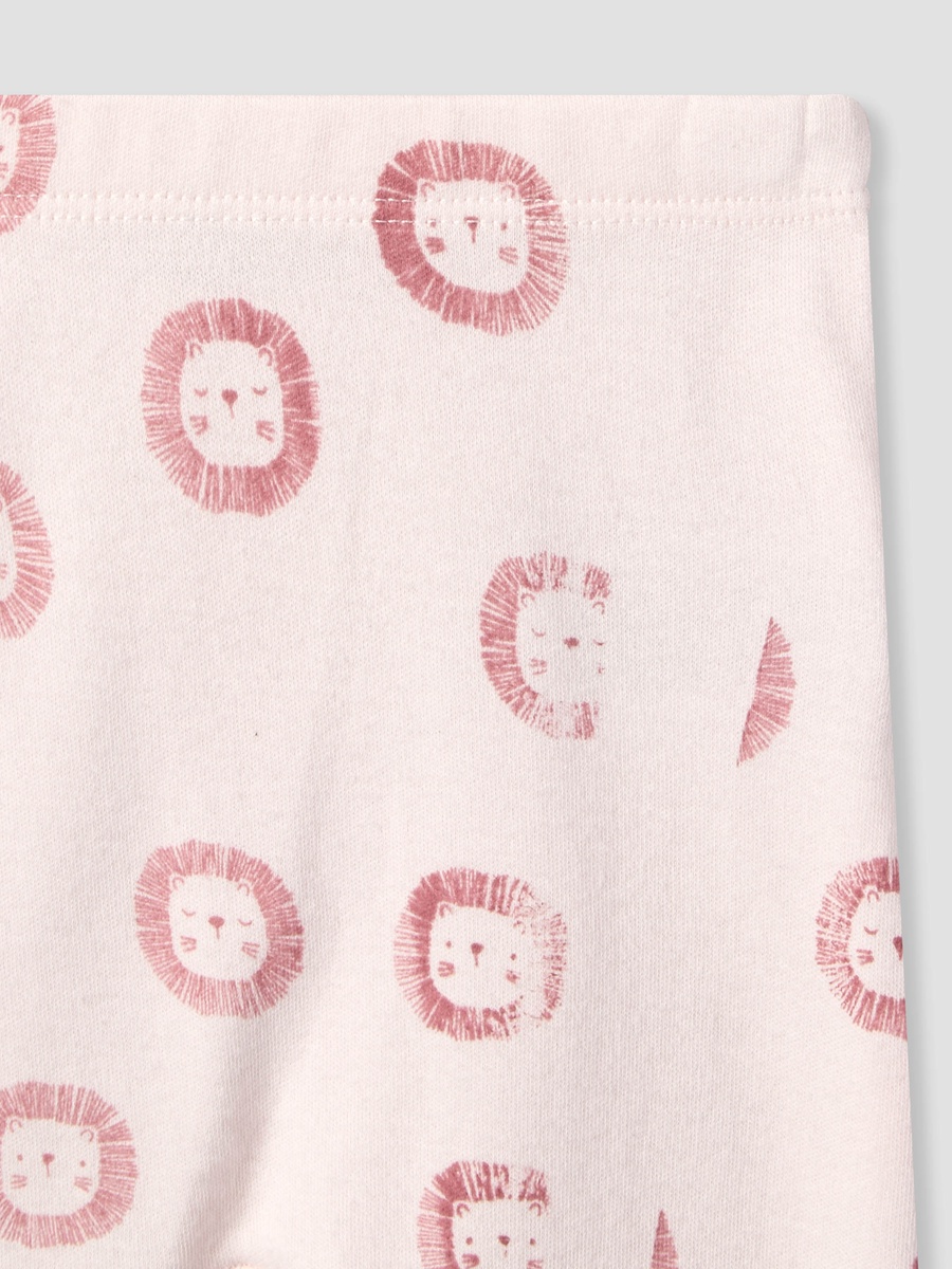 Cotton Crew Neck Long Sleeves Pyjama Set with Lion Print