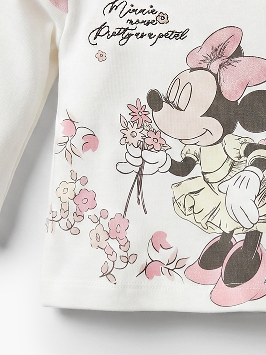 Cotton Crew Neck Long Sleeves Pyjama Set with Minnie Mouse Print