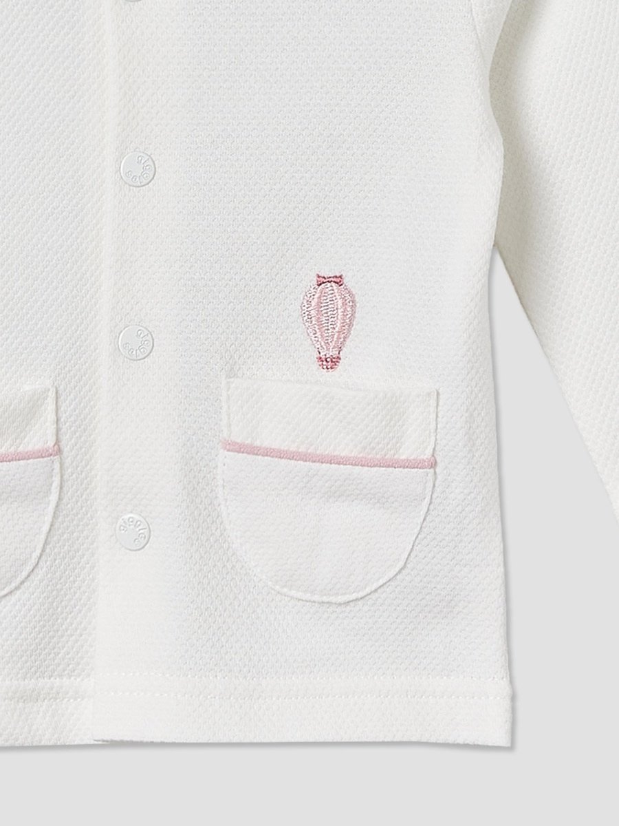 Cotton Collared Long Sleeves Pyjama Set with Textured Pattern