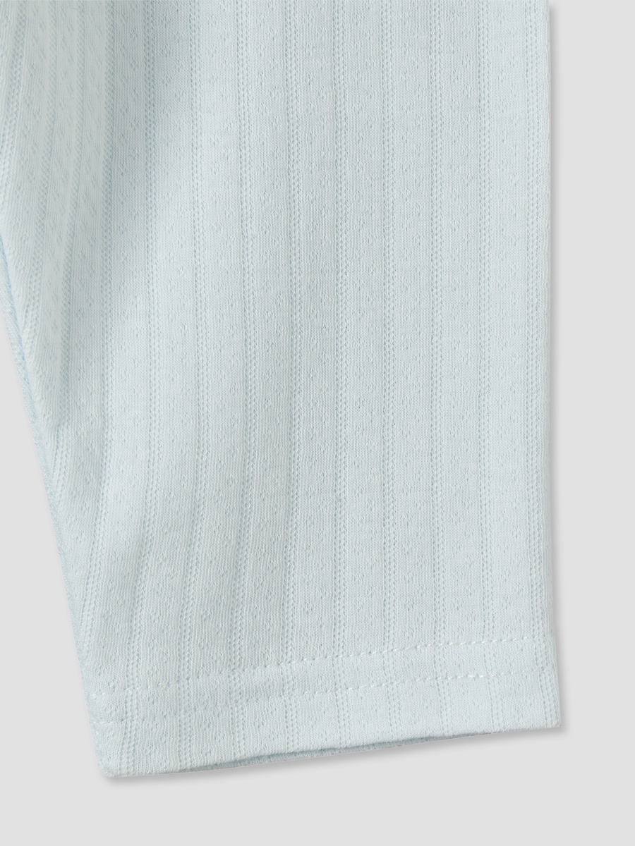 Cotton Collared Short Sleeves Pyjama Set with Textured Design
