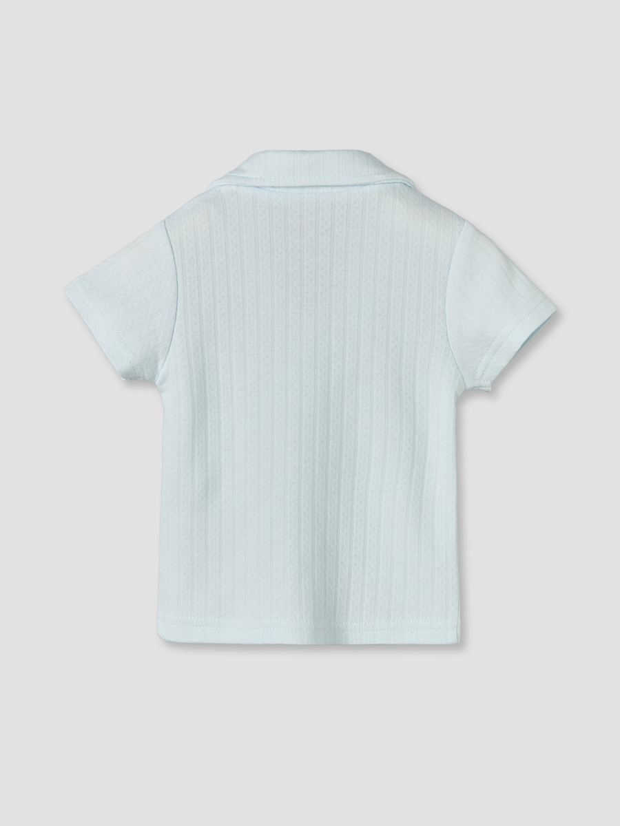 Cotton Collared Short Sleeves Pyjama Set with Textured Design
