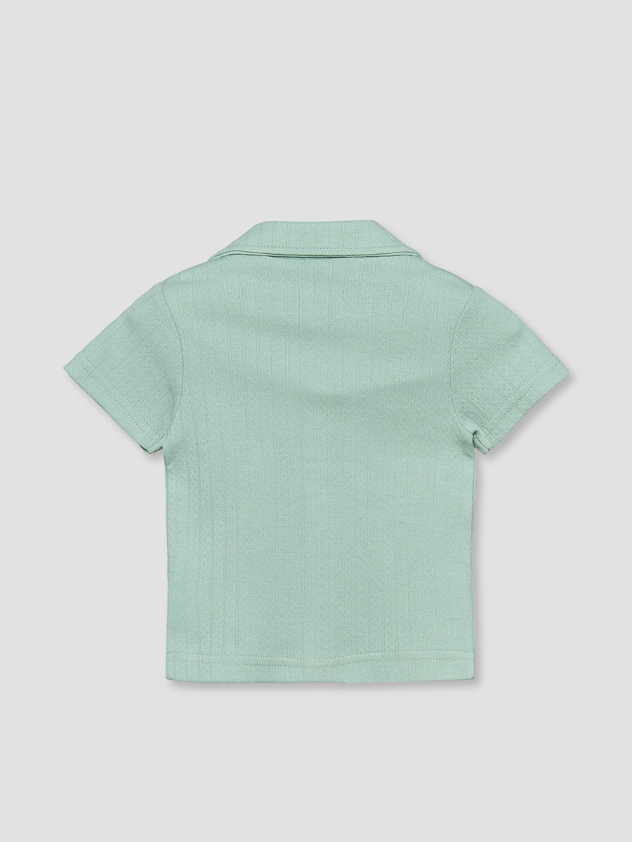 Cotton Collared Short Sleeves Pyjama Set with Textured Design