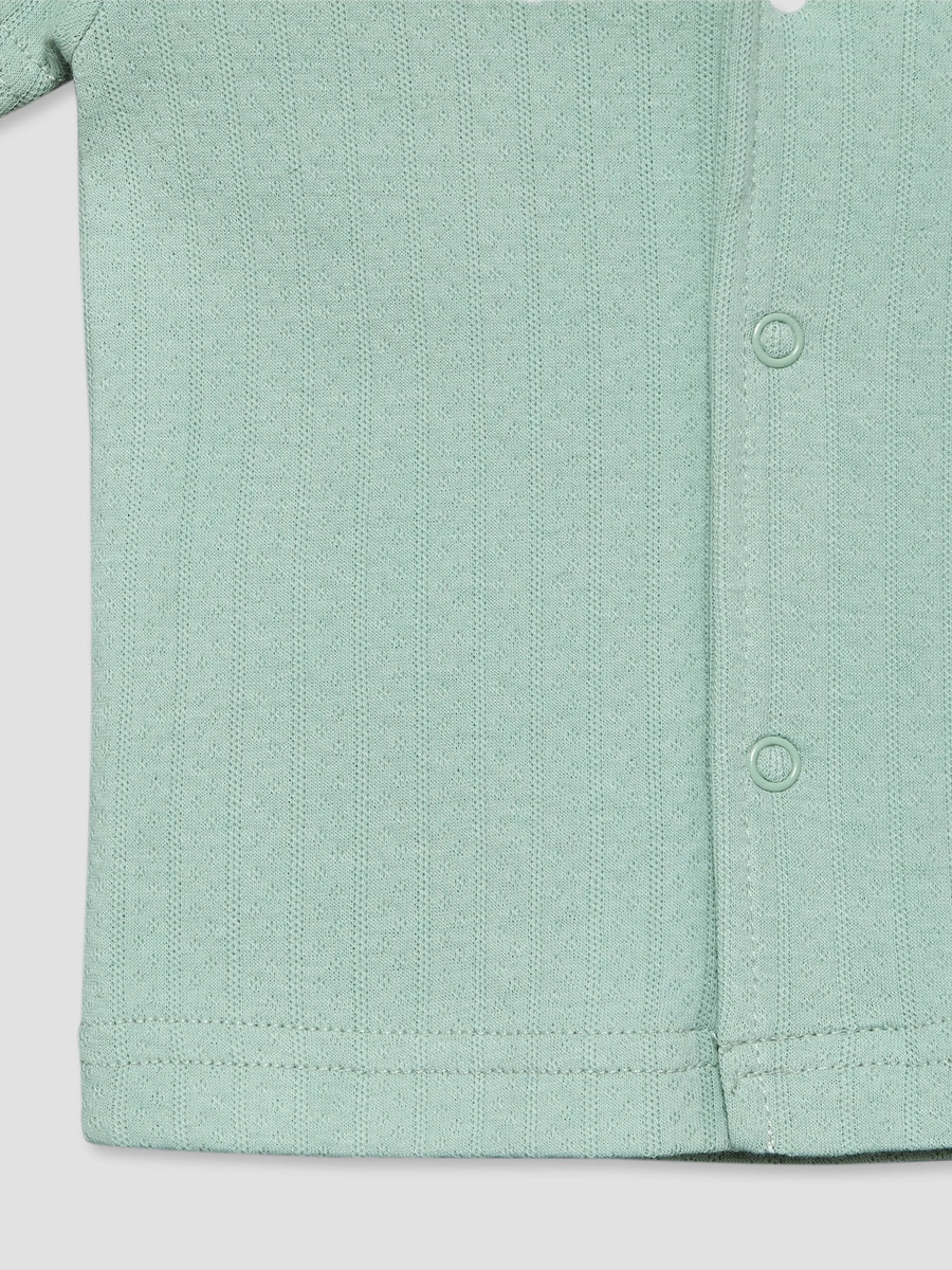 Cotton Collared Short Sleeves Pyjama Set with Textured Design