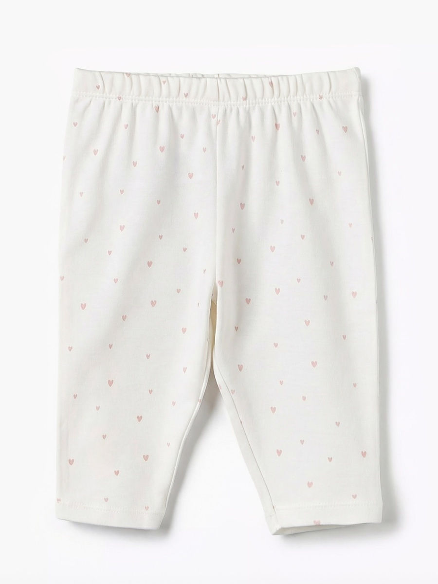 Cotton Round Neck Long Sleeves Pyjama Set with Heart Print