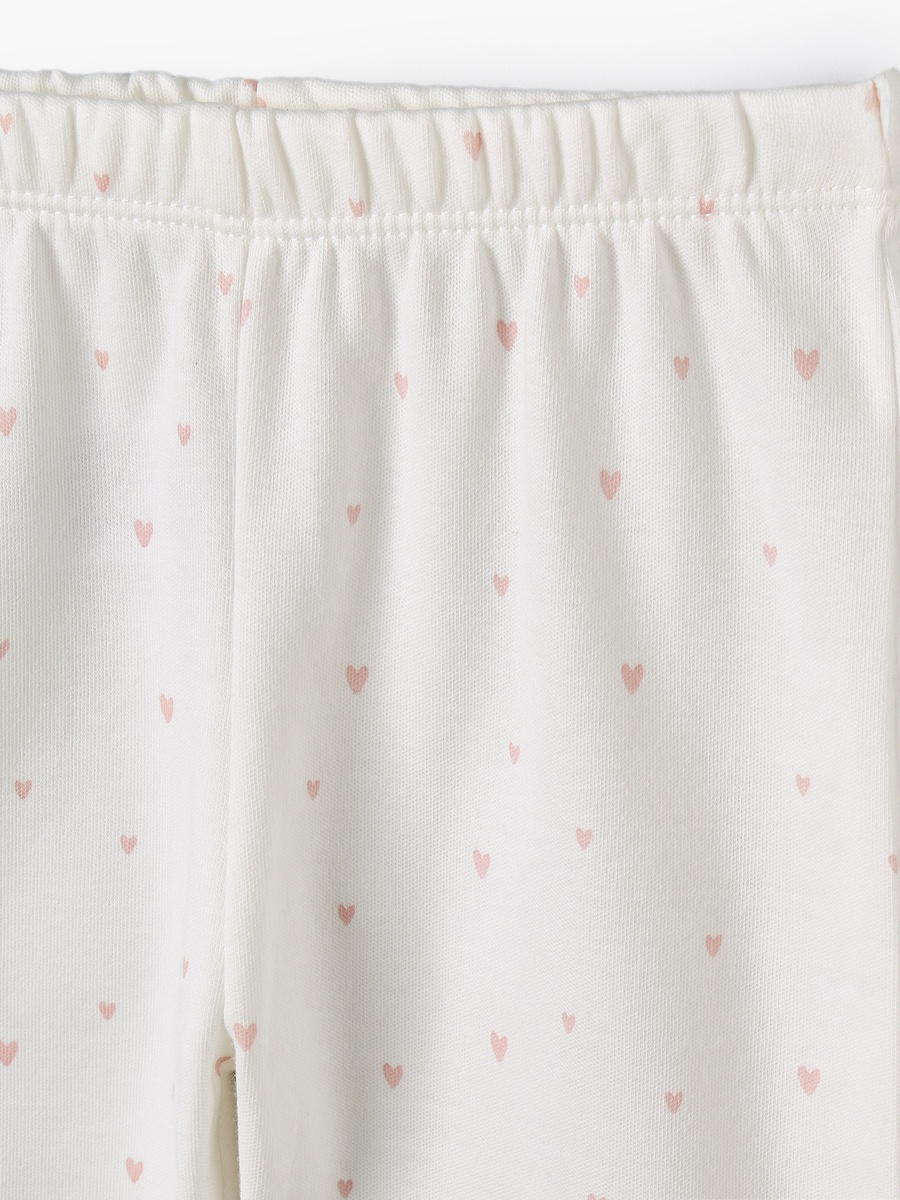Cotton Round Neck Long Sleeves Pyjama Set with Heart Print