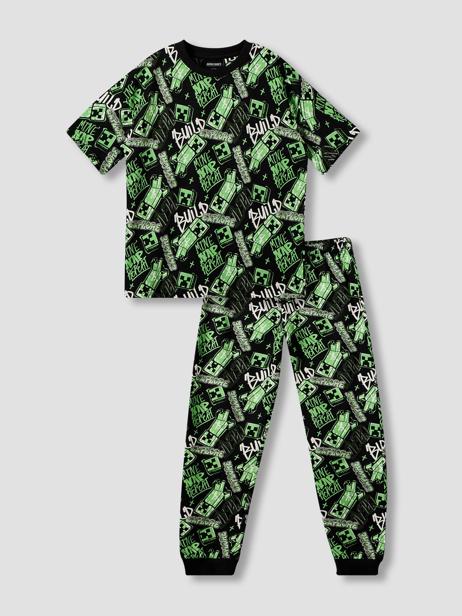 Cotton Crew Neck Short Sleeves Pyjama Set with Drawstring Closure