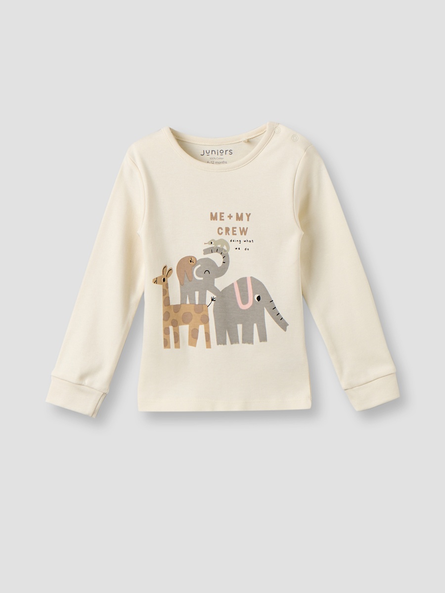 Pack of 3 Cotton Crew Neck Long Sleeves Pyjama Set with Safari Print