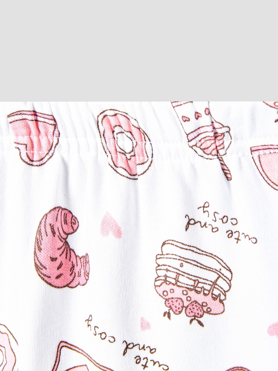 Cotton Round Neck Long Sleeves Pyjama Set with Food Print