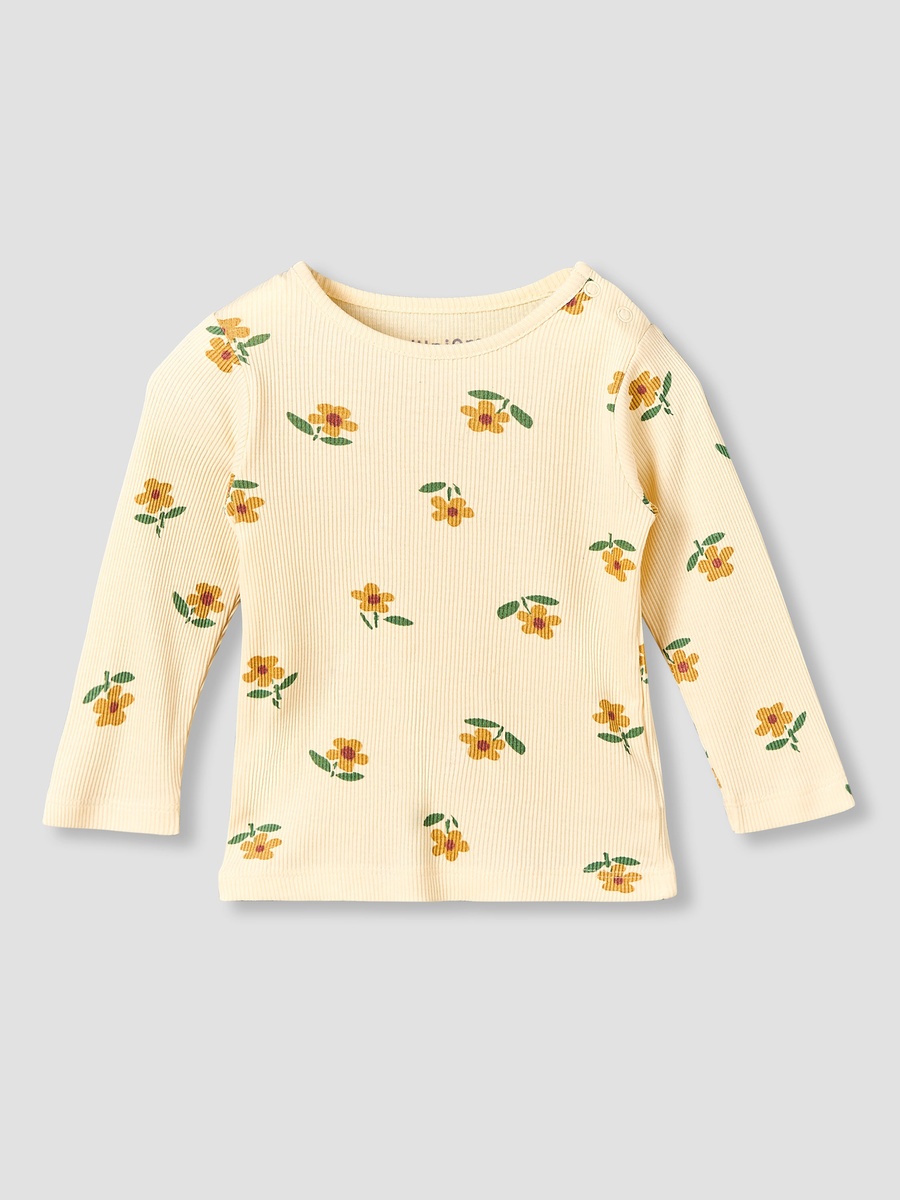 Cotton Round Neck Long Sleeves Pyjama Set with Floral Print
