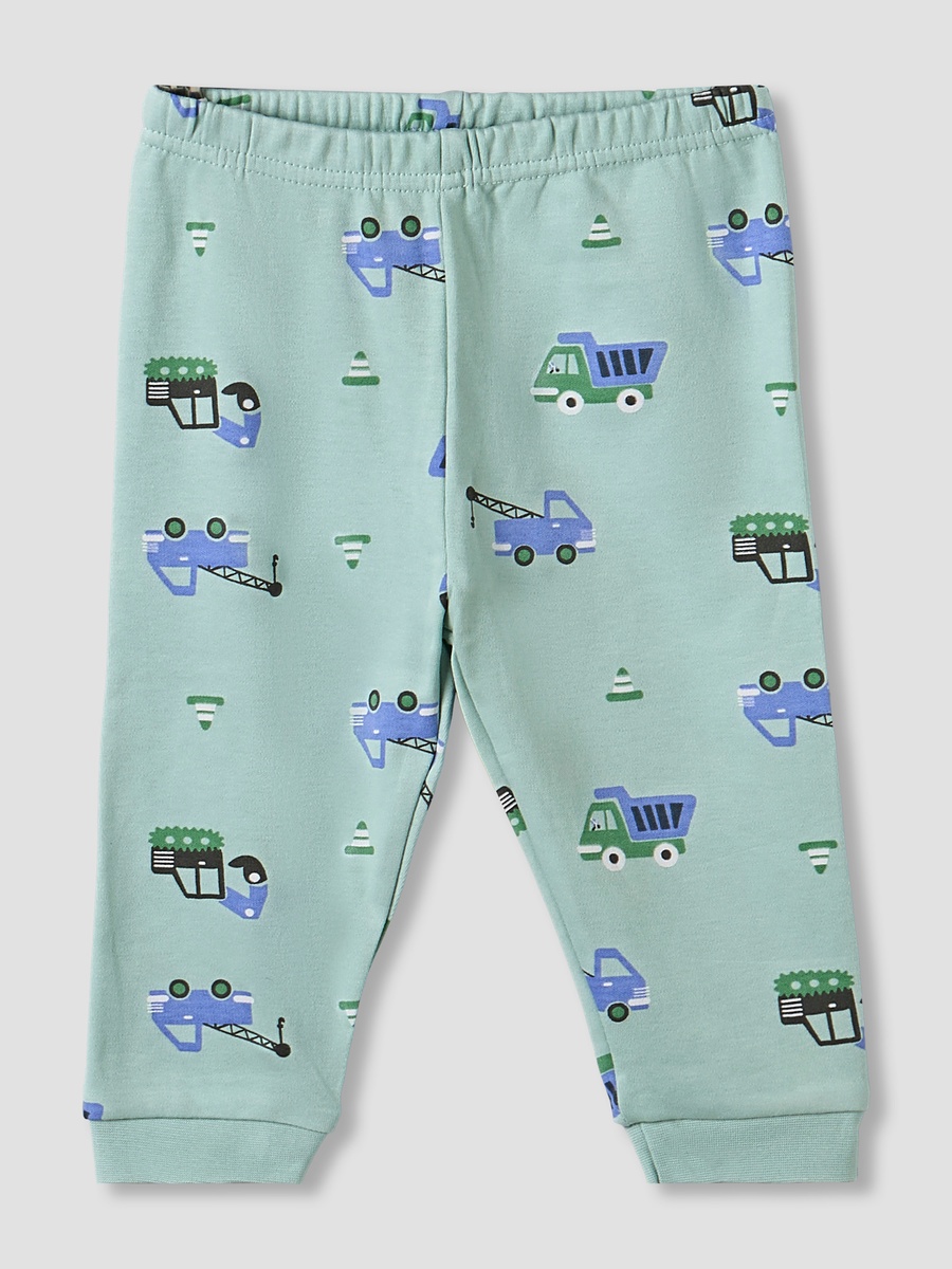 Pack of 2 Cotton Crew Neck Long Sleeve Pyjama Set with Vehicle Print
