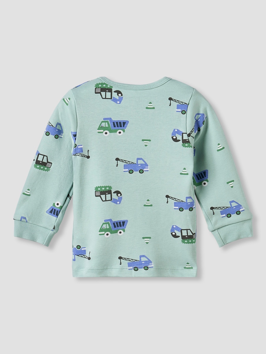 Pack of 2 Cotton Crew Neck Long Sleeve Pyjama Set with Vehicle Print
