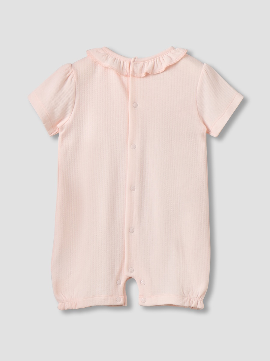 Round Neck Short Sleeves Romper with Snap Button Closure