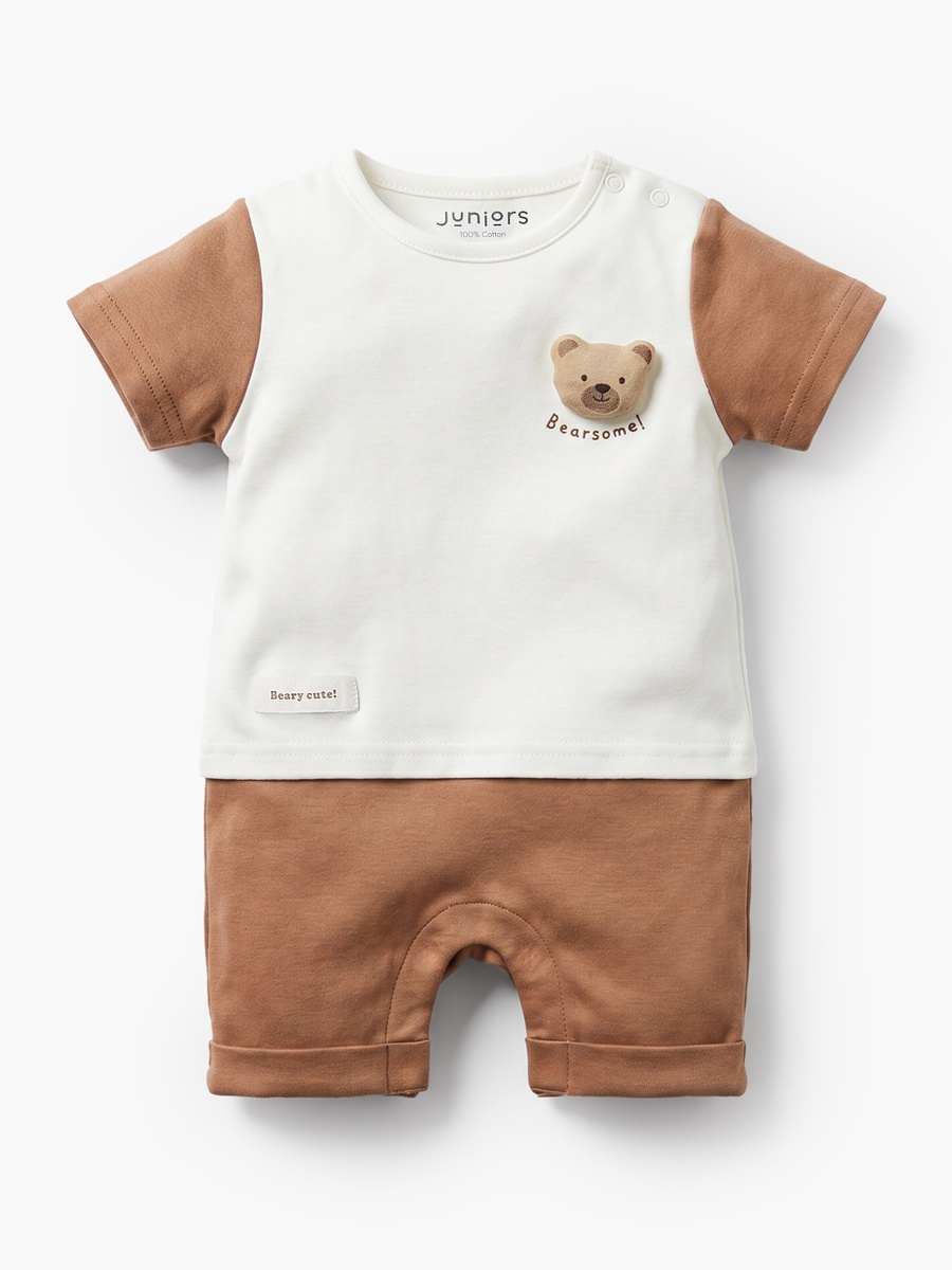 Crew Neck Short Sleeves Romper with Toy