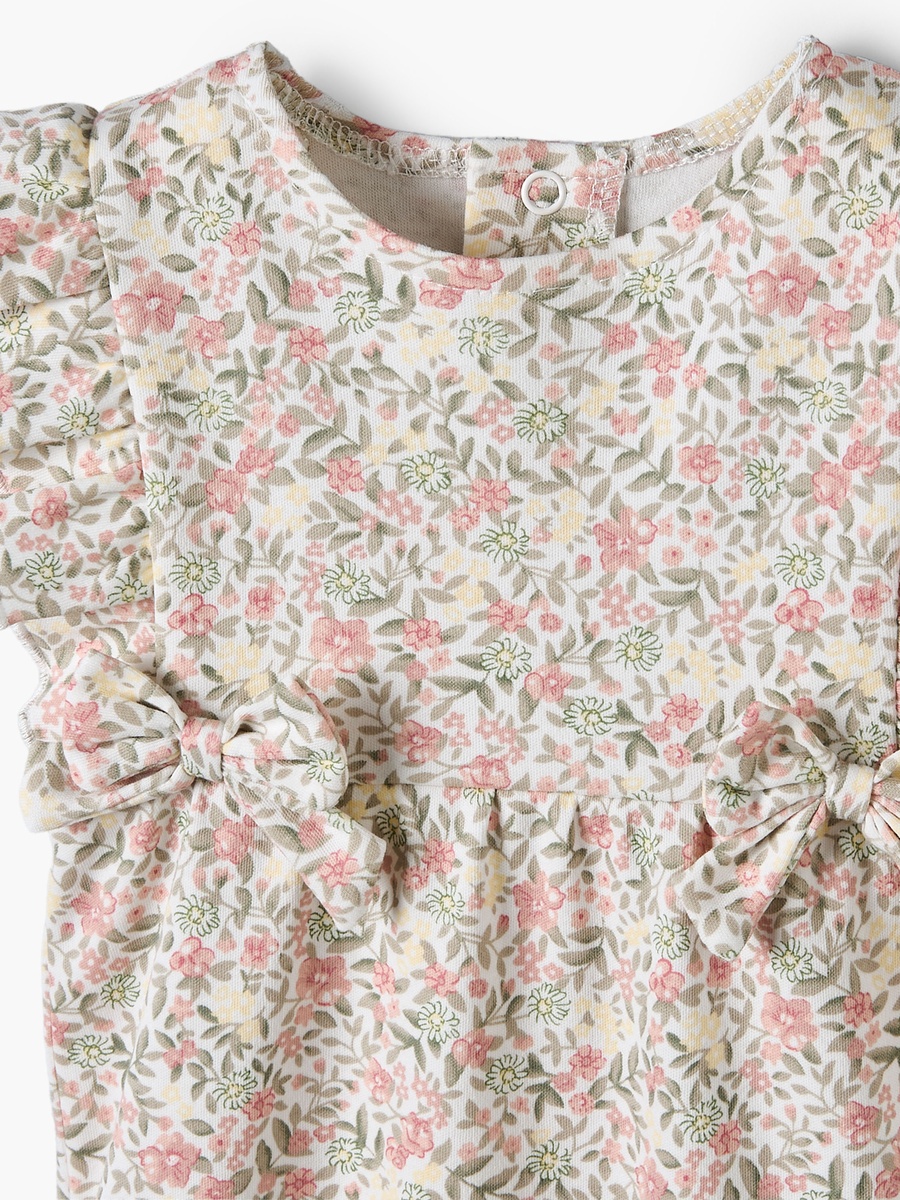 Crew Neck Sleeveless Romper with Floral Print