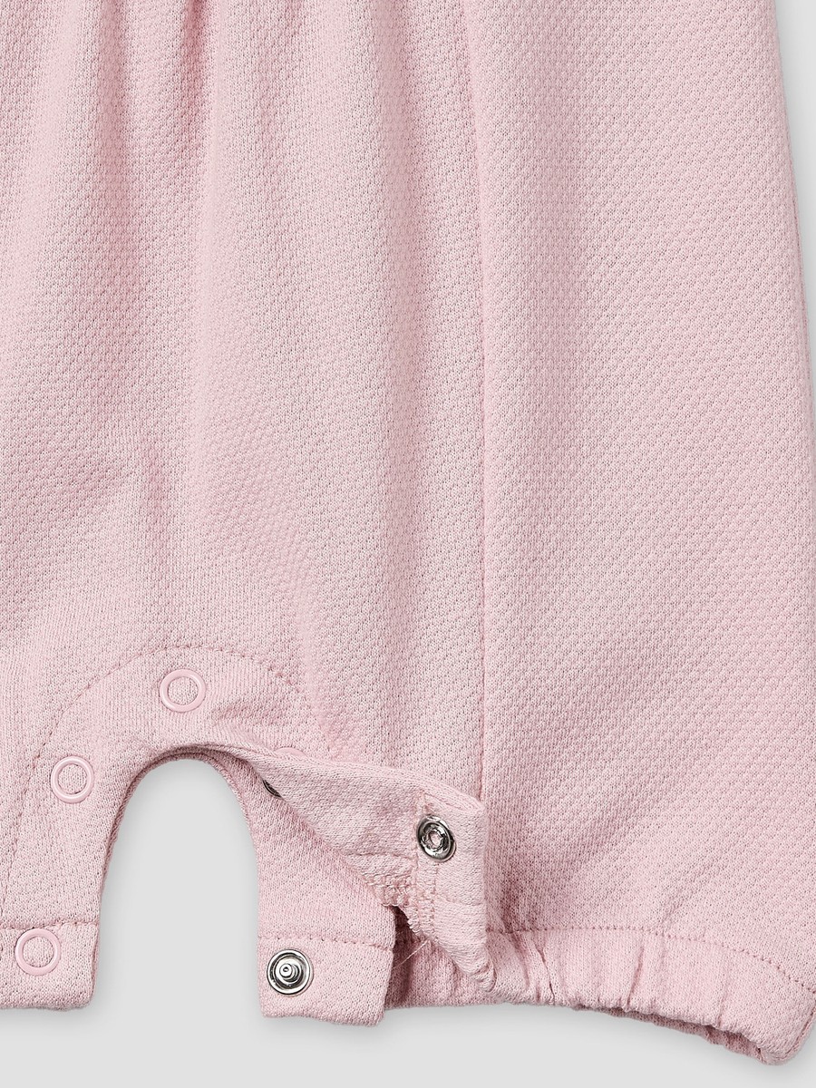 Peter Pan Collar Short Sleeves Romper with Snap Button Closure