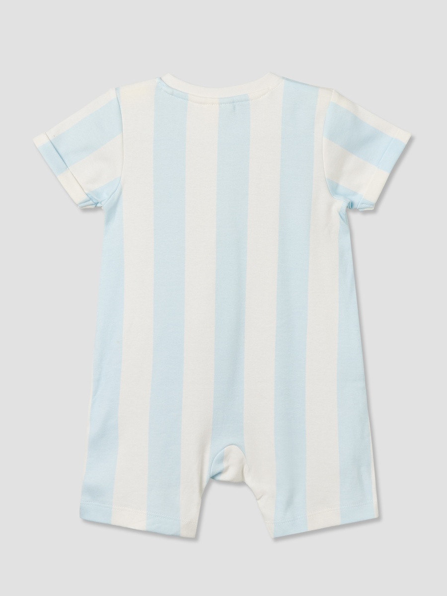 Henley Neck Short Sleeve Romper with Zebra Applique