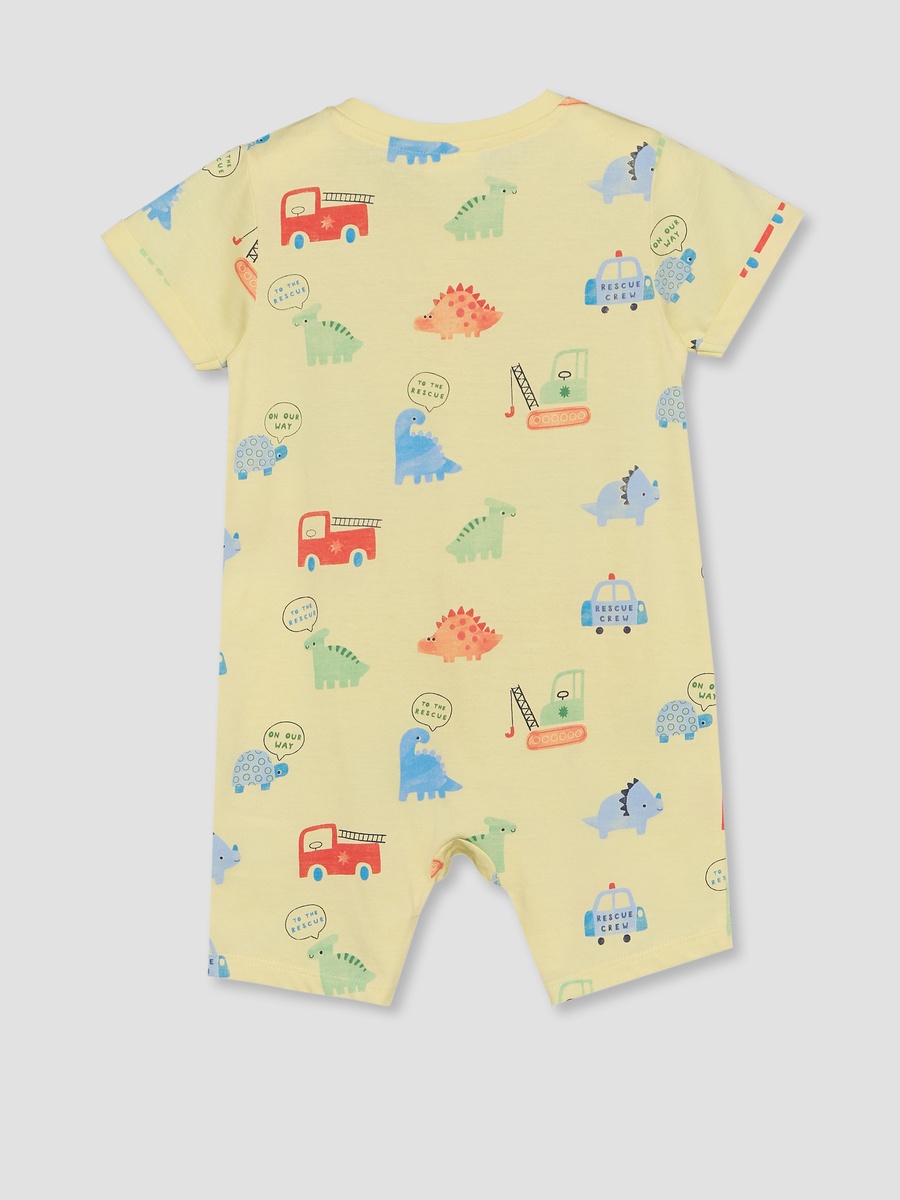Pack of 2 Round Neck Short Sleeves Romper with Fun Print